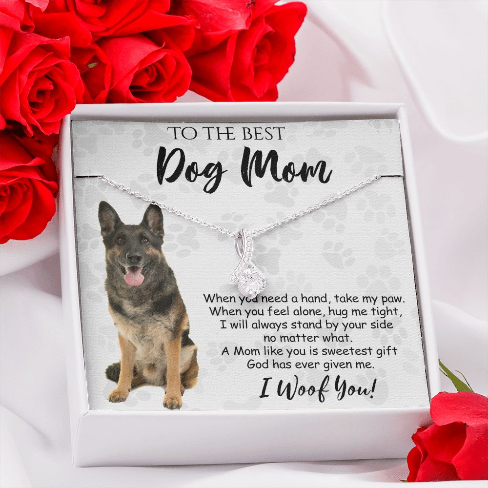 To The Best German Shepherd Dog Mom Knot Necklace Mother's Day Gift , I Woof You Quote Gift Card, Message Card Jewelry For Dog Lovers, Necklace For Mom Alluring Beauty Necklace