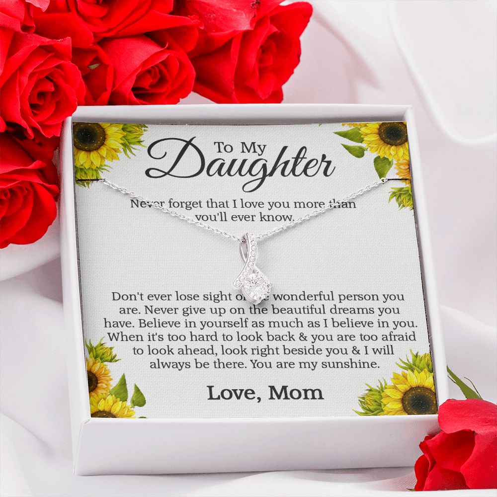 Mother Daughter Gift Ideas, To My Daughter Gift Necklace from Mom, Jewelry Pendant Present for Daughter, Birthday Christmas Gift Graduation Gifts for Daughters, Mother and Daughter Necklace 2132 Alluring Beauty Necklace