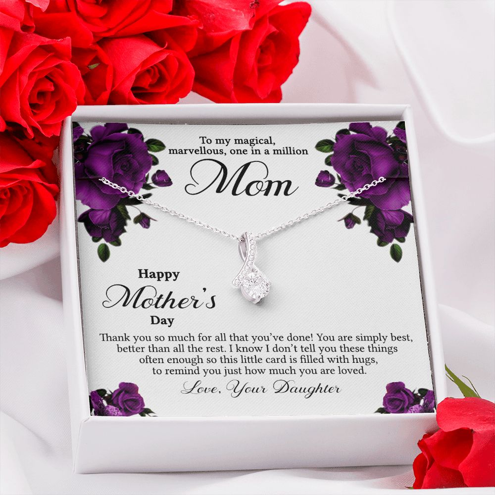 Mom Necklace Gifts for Mom from Daughter to Mom Gifts for Mothers Day from Daughter, To My Mom Necklace from Daughter to Mom Birthday Gifts Necklace with Message Card and Gift Box3 Alluring Beauty Necklace
