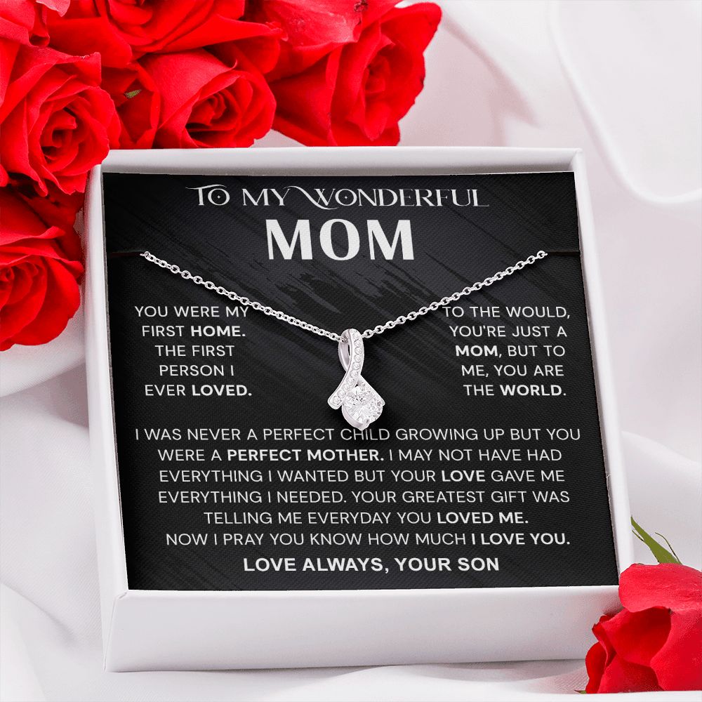 To My Wonderful Mom Necklace, Mom From Son Gift, Gift for Mother's Day From Son, Gift for Mom, Mother Gift from Son Necklace, Son to Mom Gifts, Mom gifts, Mothers Day Gift From Son Alluring Beauty Necklace