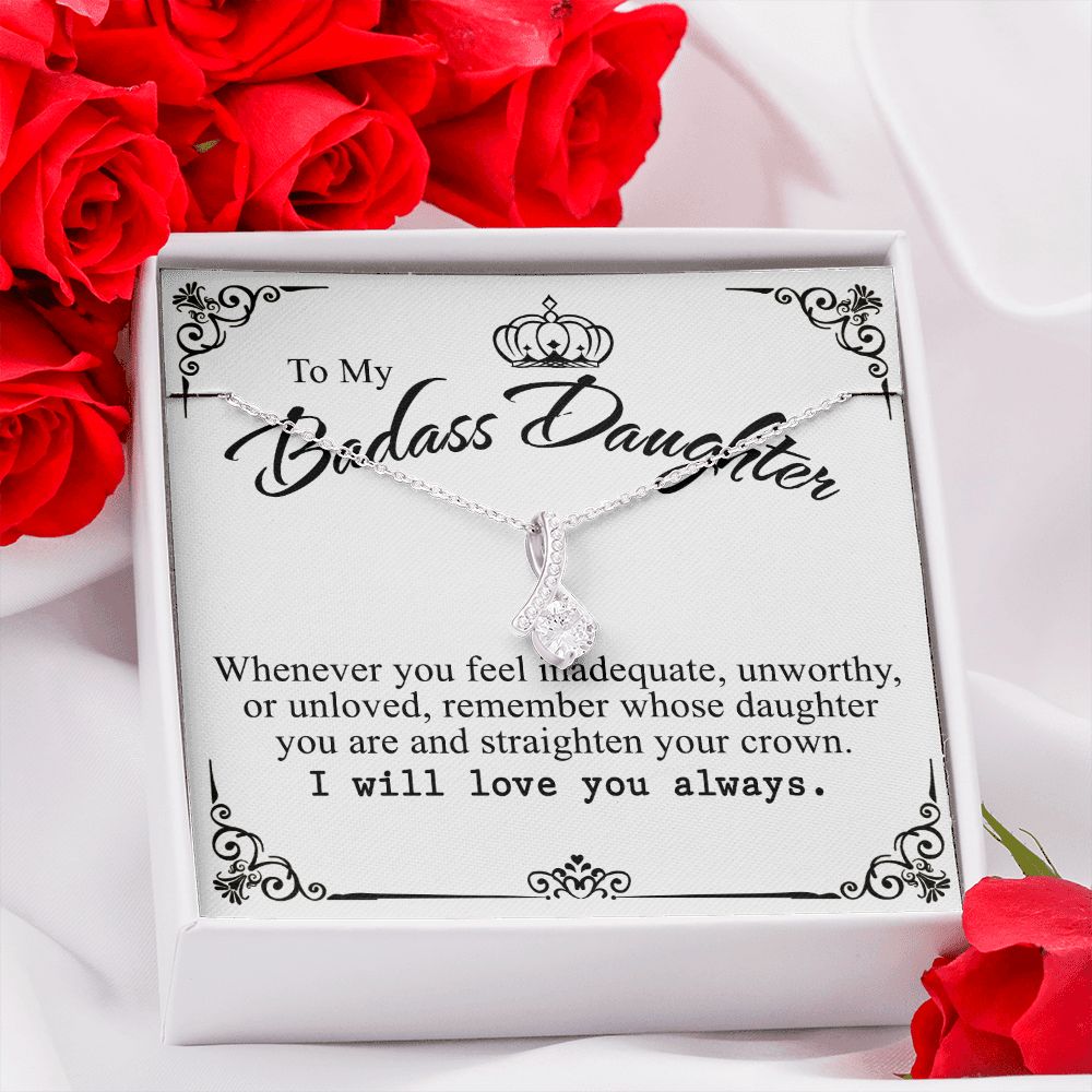 Bonus Daughter Gifts From Stepdad, Step Daughter Gifts From Stepmom, Stepdaughter Gifts From Stepdad, Father Stepdaughter Necklace, To My Bonus Daughter Necklaces, Christmas Gifts For Bonus7 Alluring Beauty Necklace