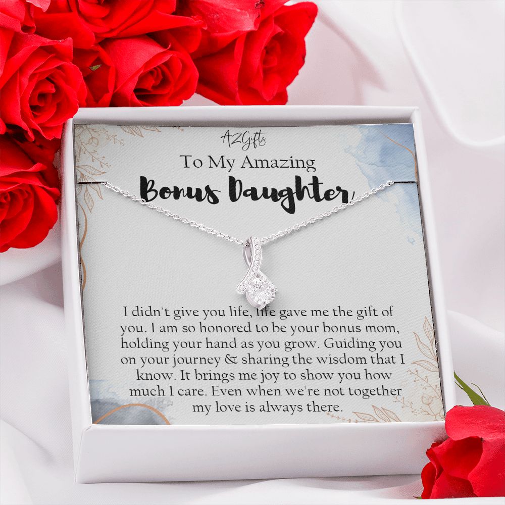 Bonus Daughter Gifts From Stepdad, Step Daughter Gifts From Stepmom, Stepdaughter Gifts From Stepdad, Father Stepdaughter Necklace, To My Bonus Daughter Necklaces, Christmas Gifts For Bonus1 Alluring Beauty Necklace