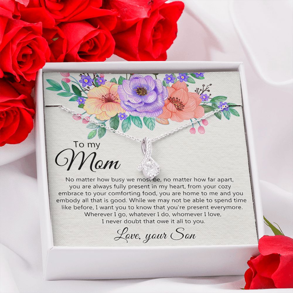 To my Mom Love Your Son Necklace, Meaningful Gift for Mom Necklace Jewelry for Women, Gift for Mom from Son, Son to Mom Jewelry Box, Mom Gift on Mother's Day Birthday Holiday Present Alluring Beauty Necklace