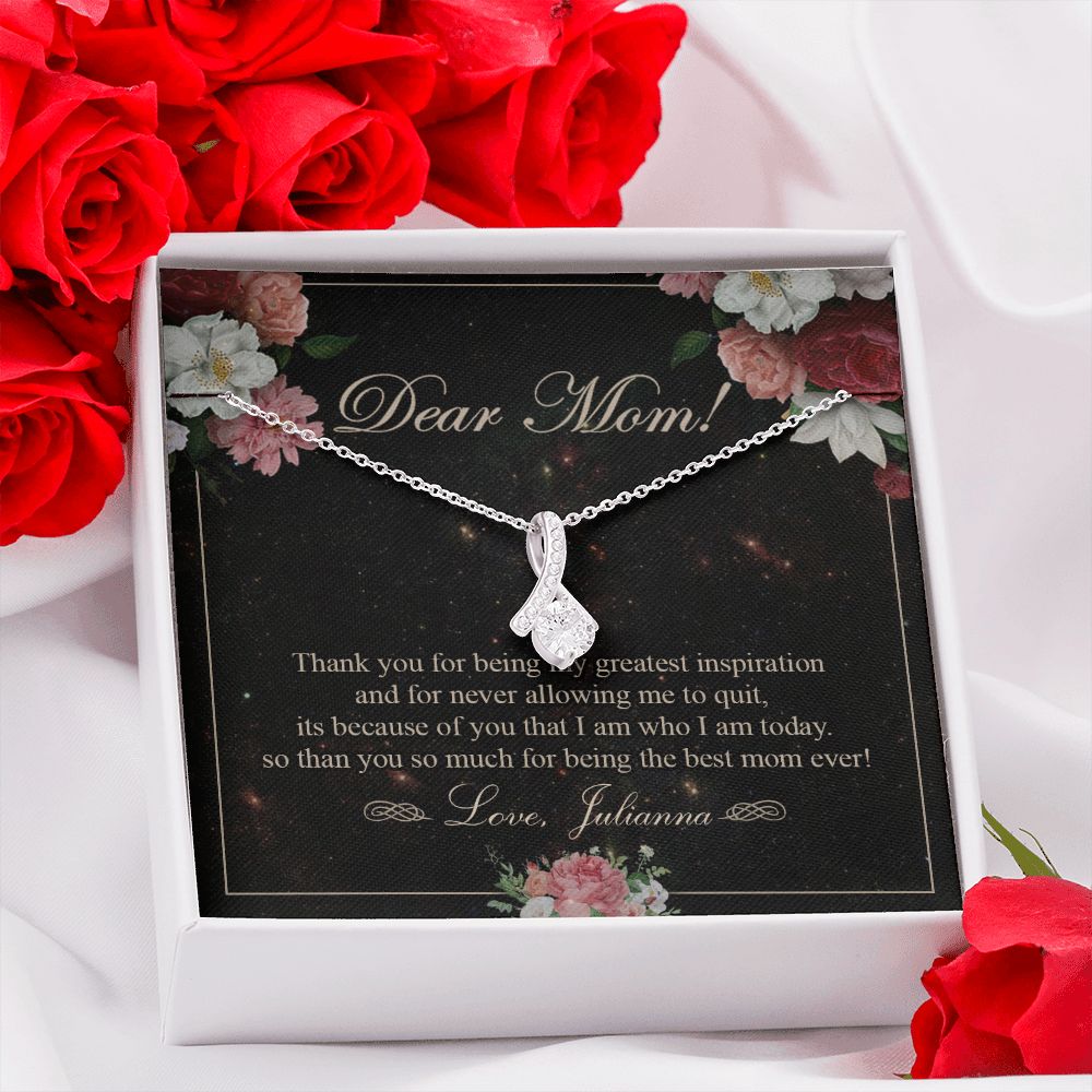 To My Mom Necklace, Gift For Mom On Mother's Day Thank You Mom Gifts From Kids Mom Julianna Alluring Beauty Necklace