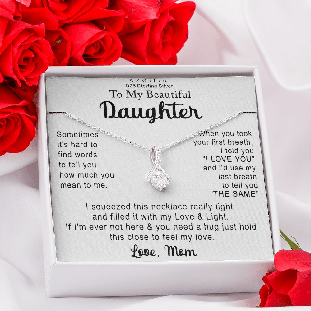 To My Daughter Necklace Gift from Mom Necklace for Daughter from Mom Mother Christmas Birthday Gifts for Teen Girls Women Gift for Daughter Jewelry Present for Her Alluring Beauty Necklace