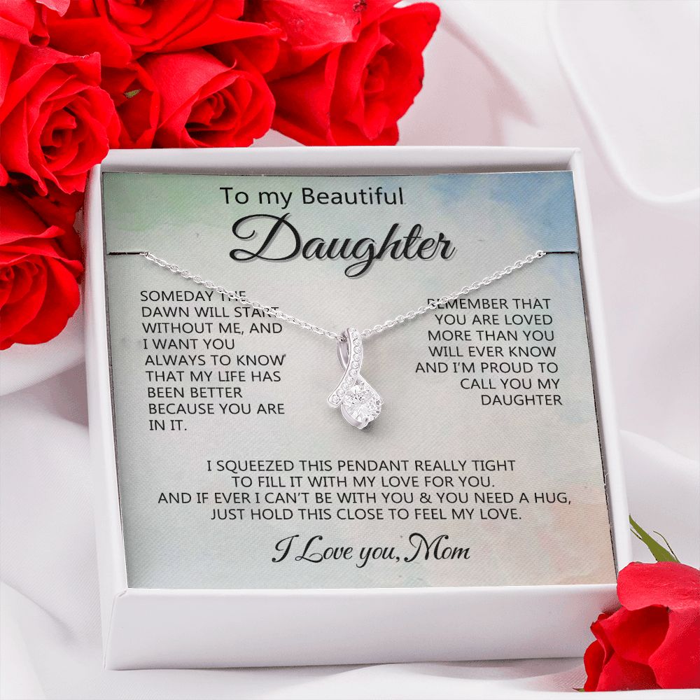 Jewelry Pendant Present for Daughter, To My Daughter Gift Necklace from Mom, Mother Daughter Gift Ideas, Birthday Christmas Gift Graduation Gifts for Daughters, Mother and Daughter Necklace 14 Alluring Beauty Necklace