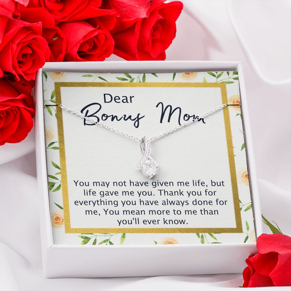Bonus Mom Gifts, To My Bonus Mom Necklace, Bonus Mom Jewelry, Necklace for Bonus Mom, Step Daughter To Stepmother Necklace, Step Mom Necklace for Women Step Mom Mothers Day Jewelry Alluring Beauty Necklace