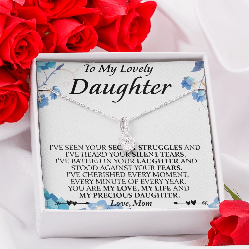 Mother and Daughter Necklace for Girls, To My Daughter Gift Necklace from Mom, Birthday Christmas Gift Graduation Gifts for Daughters, Jewelry Pendant Present for Daughter, Mother Daughter Gift 41 Alluring Beauty Necklace
