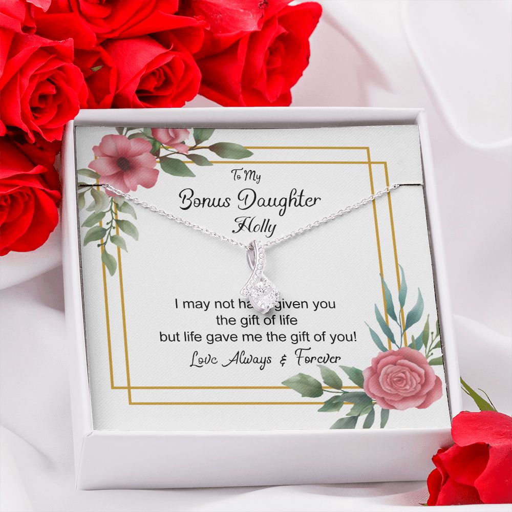 Bonus Daughter Gifts From Stepdad, Step Daughter Gifts From Stepmom, Stepdaughter Gifts From Stepdad, Father Stepdaughter Necklace, To My Bonus Daughter Necklaces, Christmas Gifts For Bonus6 Alluring Beauty Necklace