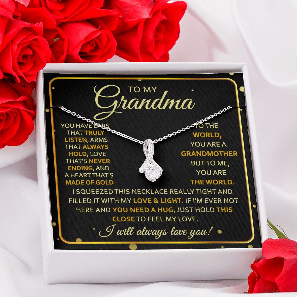 To My Grandma Necklace, Gift for Grandmother Necklace, Mothers Day Gift For Grandma Nana, Grandma Jewelry From Grandchildren GrandKids , Jewelry Box Gift For Grandma Grandmother7 Alluring Beauty Necklace