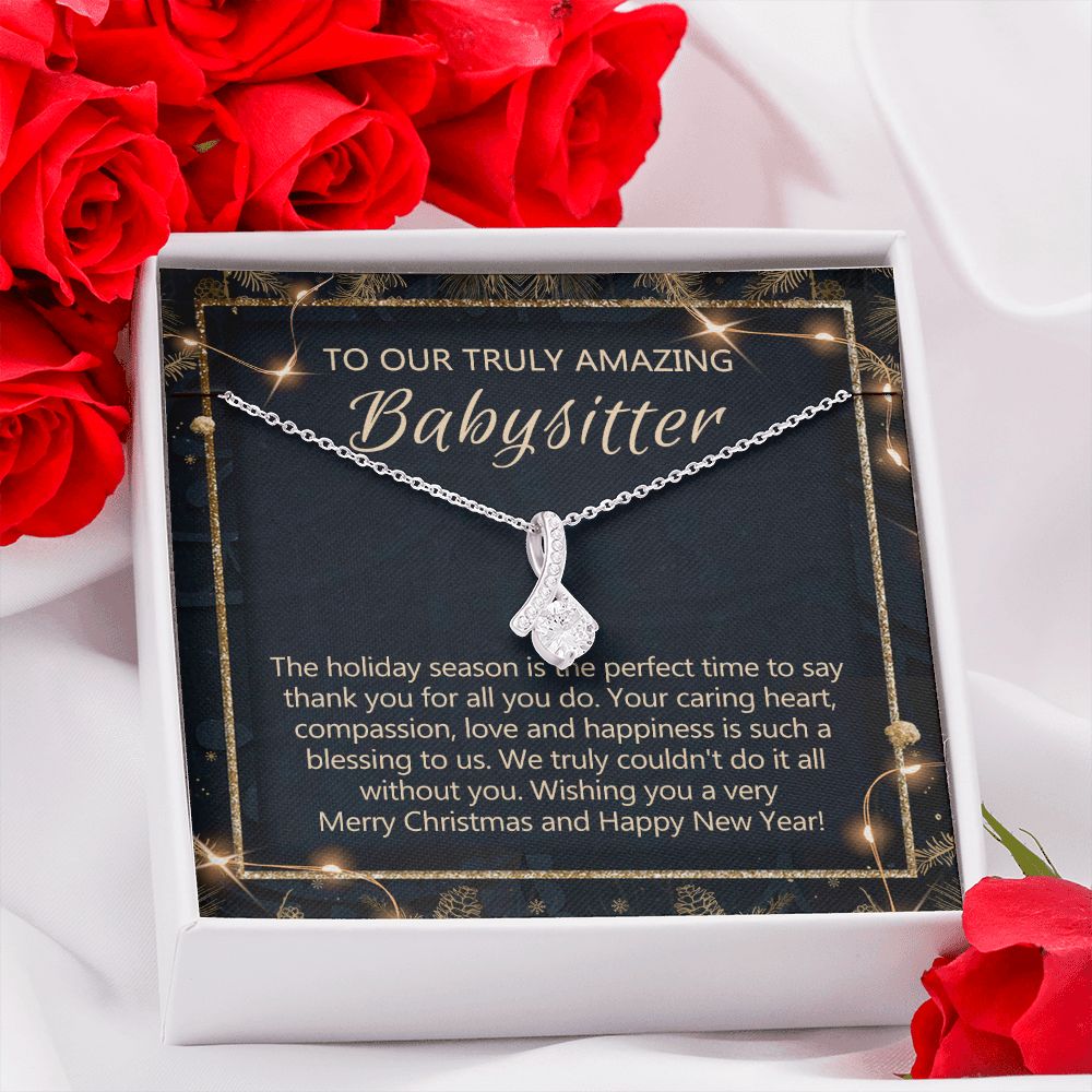 Babysitter Christmas Necklace Gift, Babysitter Gift, Christmas Babysitter Gift from Family, Merry Christmas Day Gift, Holiday Gift, Babysitter Necklace for Women 301 Alluring Beauty Necklace