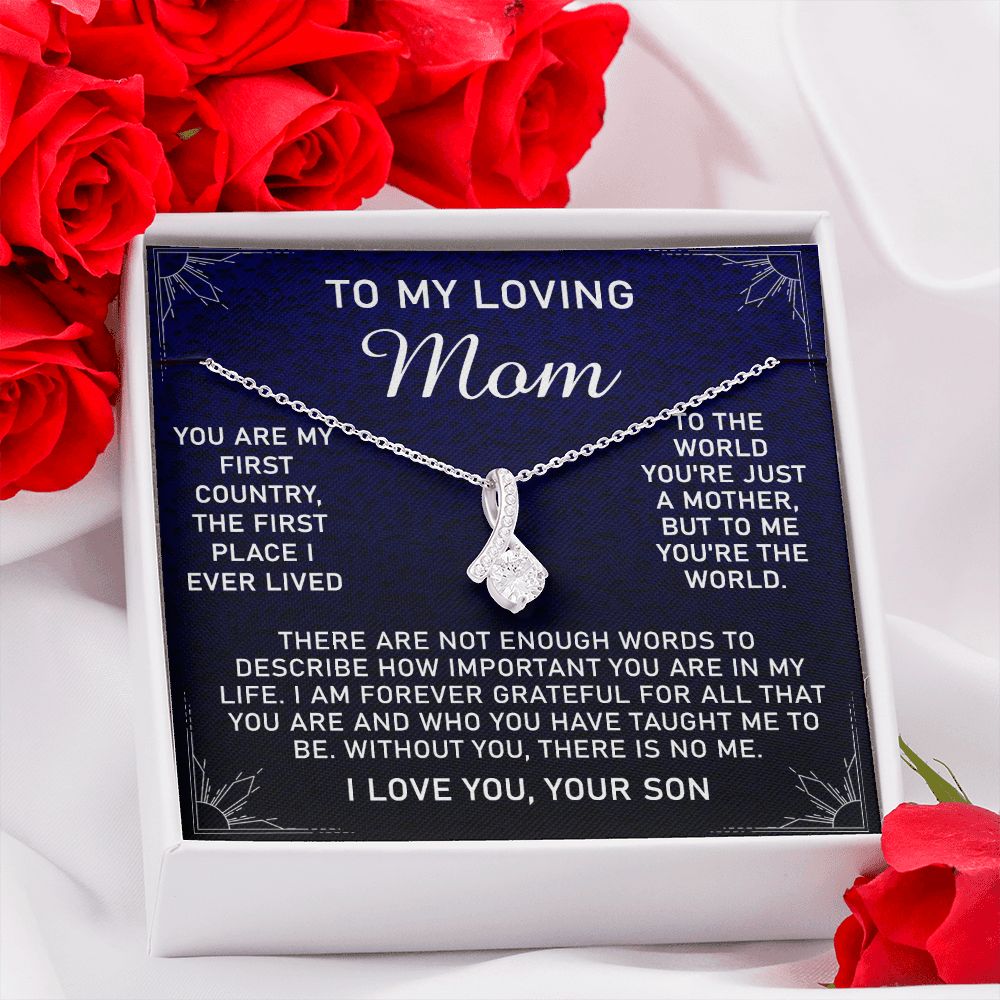 To My Loving Mom Necklace, Gift for Mom from Son, Mother's Day Jewelry Gift, Necklace for Mom Birthday Anniversary Mother's Day Jewelry Gift, To My Mom Necklace from Son Alluring Beauty Necklace
