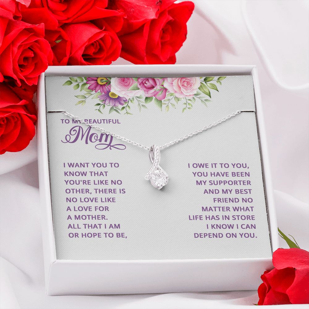 Mom Necklace Gifts for Mom from Daughter to Mom Gifts for Mothers Day from Daughter, To My Mom Necklace from Daughter to Mom Birthday Gifts Necklace with Message Card and Gift Box17 Alluring Beauty Necklace