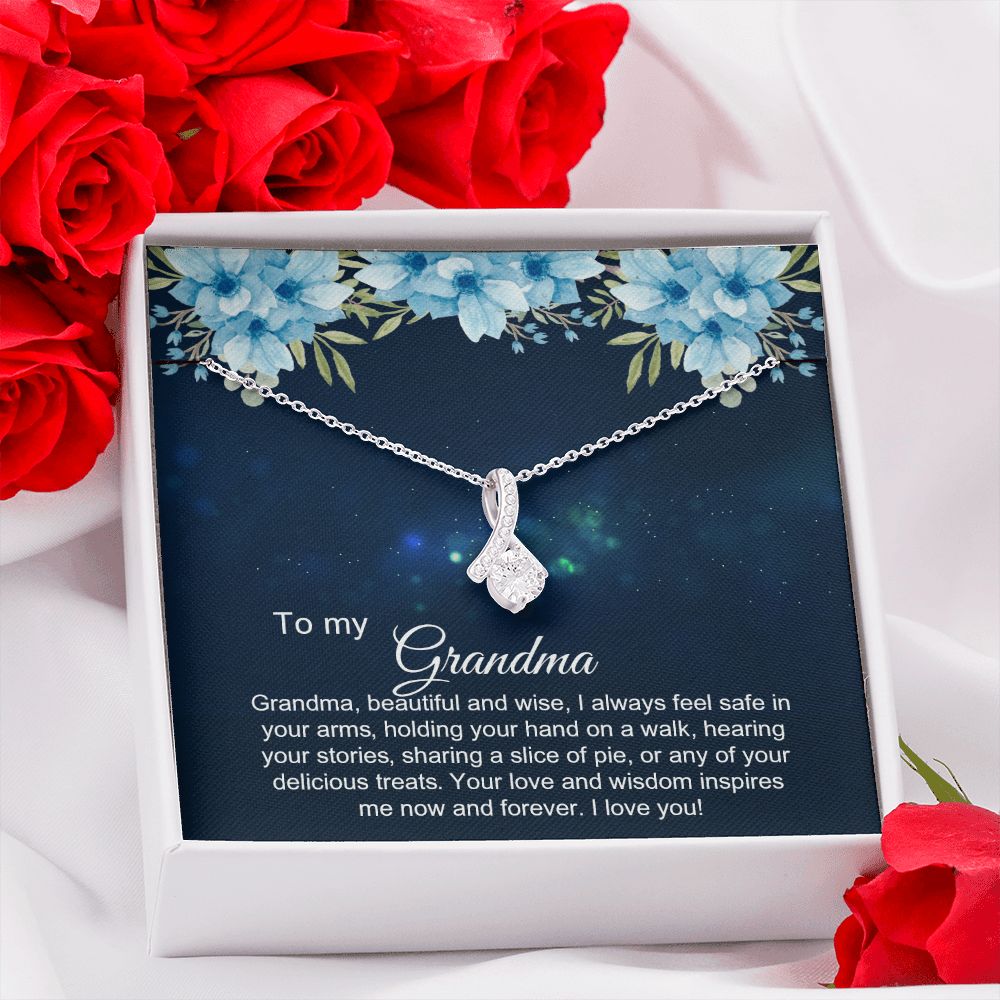 To My Grandma Necklace, Gift for Grandmother Necklace, Mothers Day Gift For Grandma Nana, Grandma Jewelry From Grandchildren GrandKids , Jewelry Box Gift For Grandma Grandmother2 Alluring Beauty Necklace