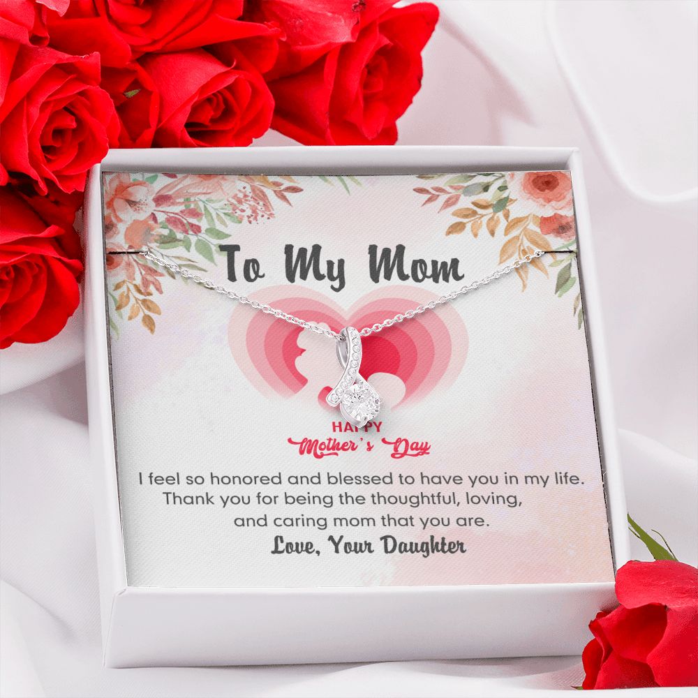To My Mom Necklace Pendant Gift From Daughter And Happy Mother's Day Gift For Mom Birthday, Anniversary Thank You Alluring Beauty Necklace
