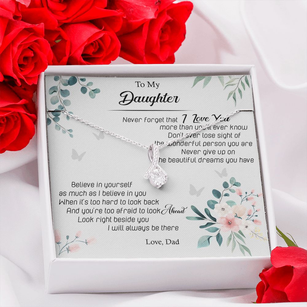 Jewelry Pendant Present for Daughter, To My Daughter Gift Necklace from Mom, Mother Daughter Gift Ideas, Birthday Christmas Gift Graduation Gifts for Daughters, Mother and Daughter Necklace 20 Alluring Beauty Necklace