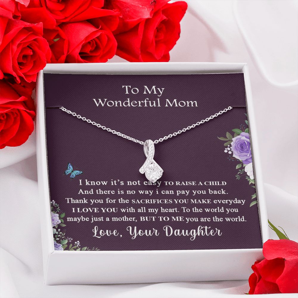 Mom Necklace Gifts for Mom from Daughter to Mom Gifts for Mothers Day from Daughter, To My Mom Necklace from Daughter to Mom Birthday Gifts Necklace with Message Card and Gift Box2231 Alluring Beauty Necklace
