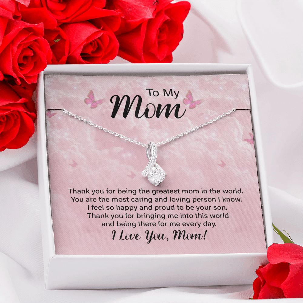 To My Mom Necklace, Gift For Mom, Mother's Day Gift from Daughter, Mom Jewelry Gift for Mothers Day, Birthday Gift for Mother, Moms Gift from Daughter Son, Necklace for Mom Mother 24 Alluring Beauty Necklace