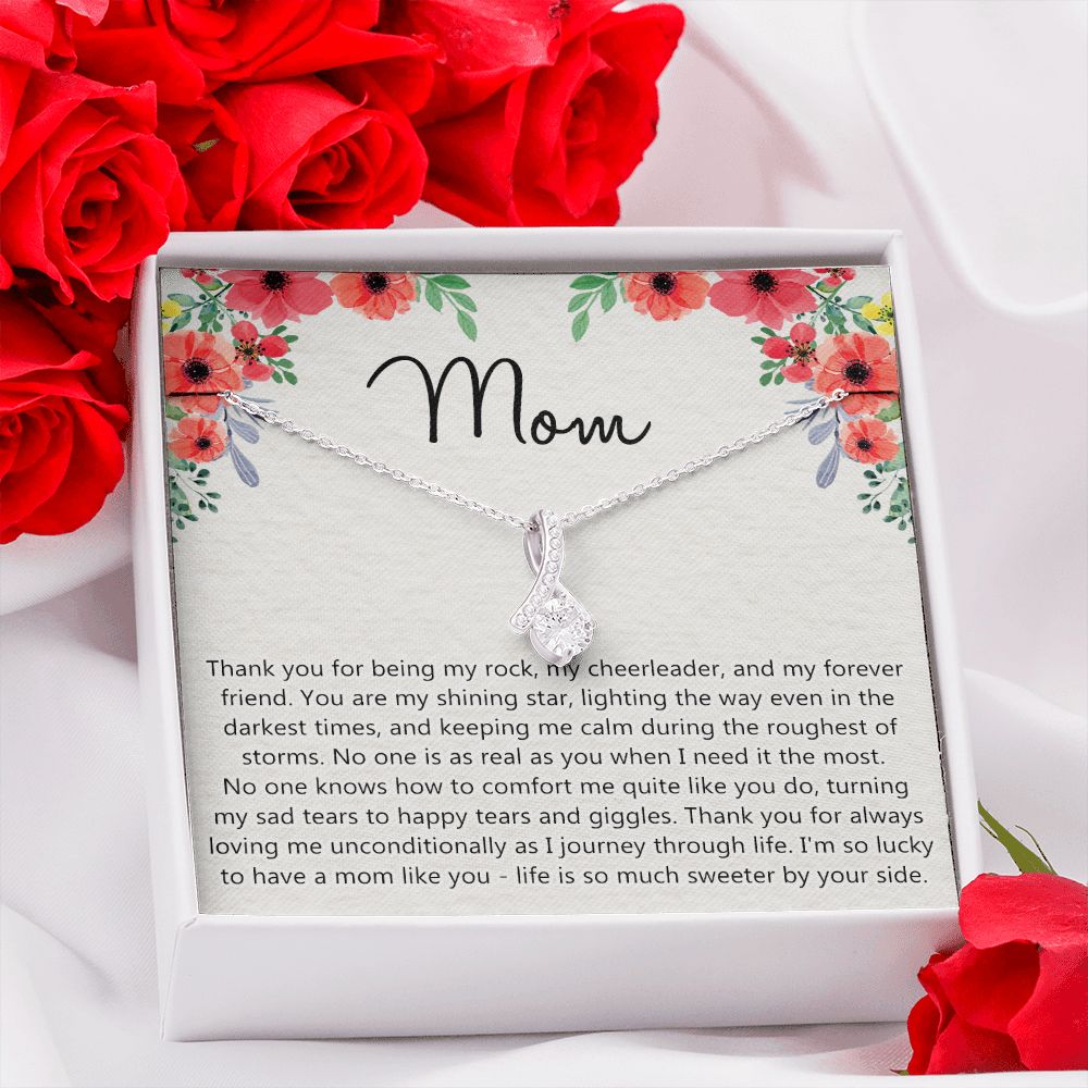 To My Mom Gift Necklace for Mother Daughter Jewelry, Thank You Mom Gift, Gift for Mom from Daughter to Mother Necklace Pendant Jewelry Box for Mom on Mother's Day Birthday Alluring Beauty Necklace