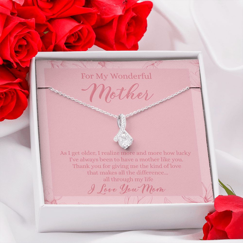 To My Wonderful Mother Necklace Message Card, Gift Box for Mom Birthday Gift From Daughter Mothers Day Necklace for Mom Gift From Daughter Mom Gifts For Wedding Mom Thank You Gift For Mom Alluring Beauty Necklace