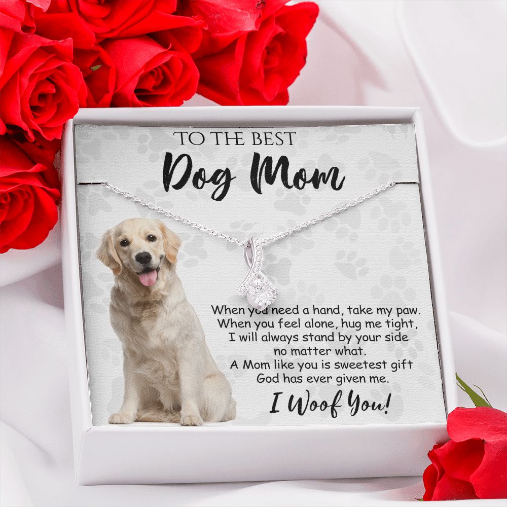 To The Best Golden Retriever Dog Mom Knot Necklace Mother's Day Gift , I Woof You Gift Card, Message Card Jewelry For Dog Lovers, Necklace For Mom Alluring Beauty Necklace