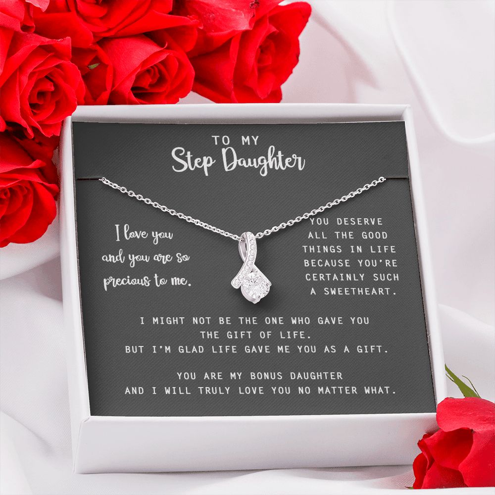 to My Step Daughter Necklace from Stepdad Bonus Daughters Birthday Xmas Congrats (1) Alluring Beauty Necklace