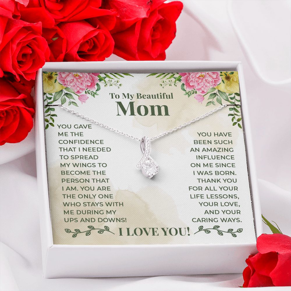 Mom Necklace Gifts for Mom from Daughter to Mom Gifts for Mothers Day from Daughter, To My Mom Necklace from Daughter to Mom Birthday Gifts Necklace with Message Card and Gift Box22 Alluring Beauty Necklace