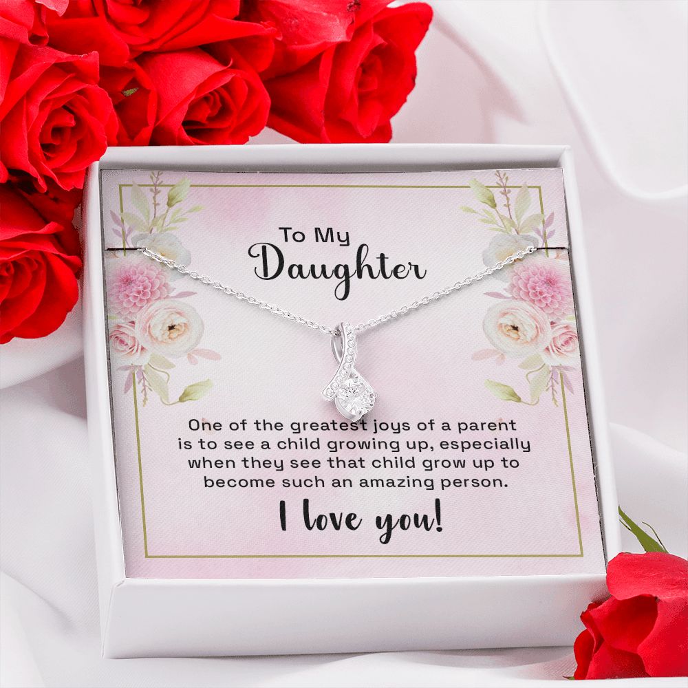 Mother and Daughter Necklace for Girls, To My Daughter Gift Necklace from Mom, Birthday Christmas Gift Graduation Gifts for Daughters, Jewelry Pendant Present for Daughter, Mother Daughter Gift 44 Alluring Beauty Necklace