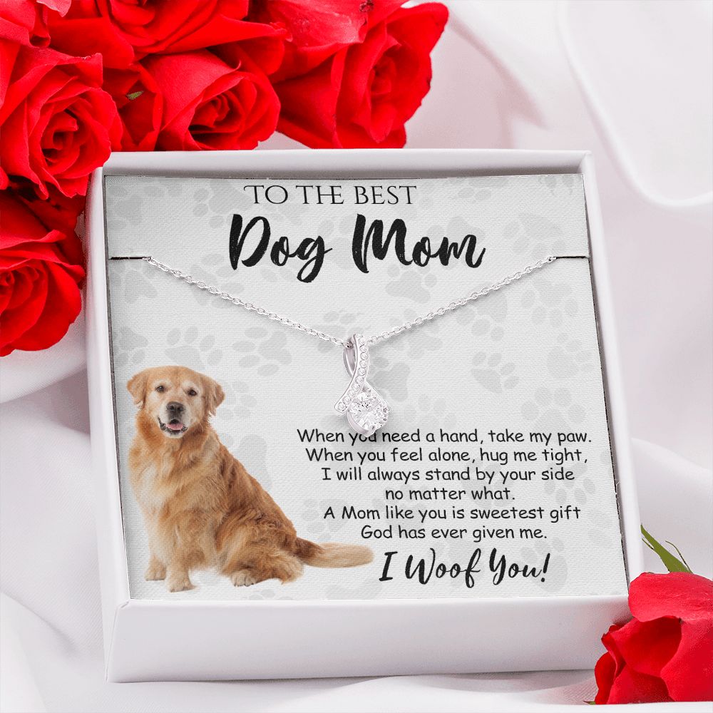 To The Best Golden Retriever Dog Mom Knot Necklace Mother's Day Gift , I Woof You Quote Gift Card, Message Card Jewelry For Dog Lovers, Necklace For Mom Alluring Beauty Necklace