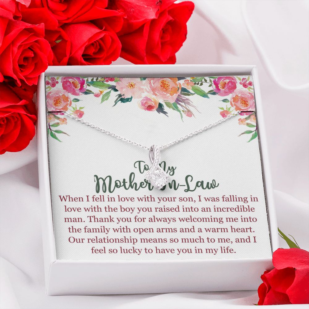 To My Mom In Law Necklace Pendant Gift From Son Happy Mother's Day Gift For Mom Birthday, Anniversary Love With Your Son Alluring Beauty Necklace