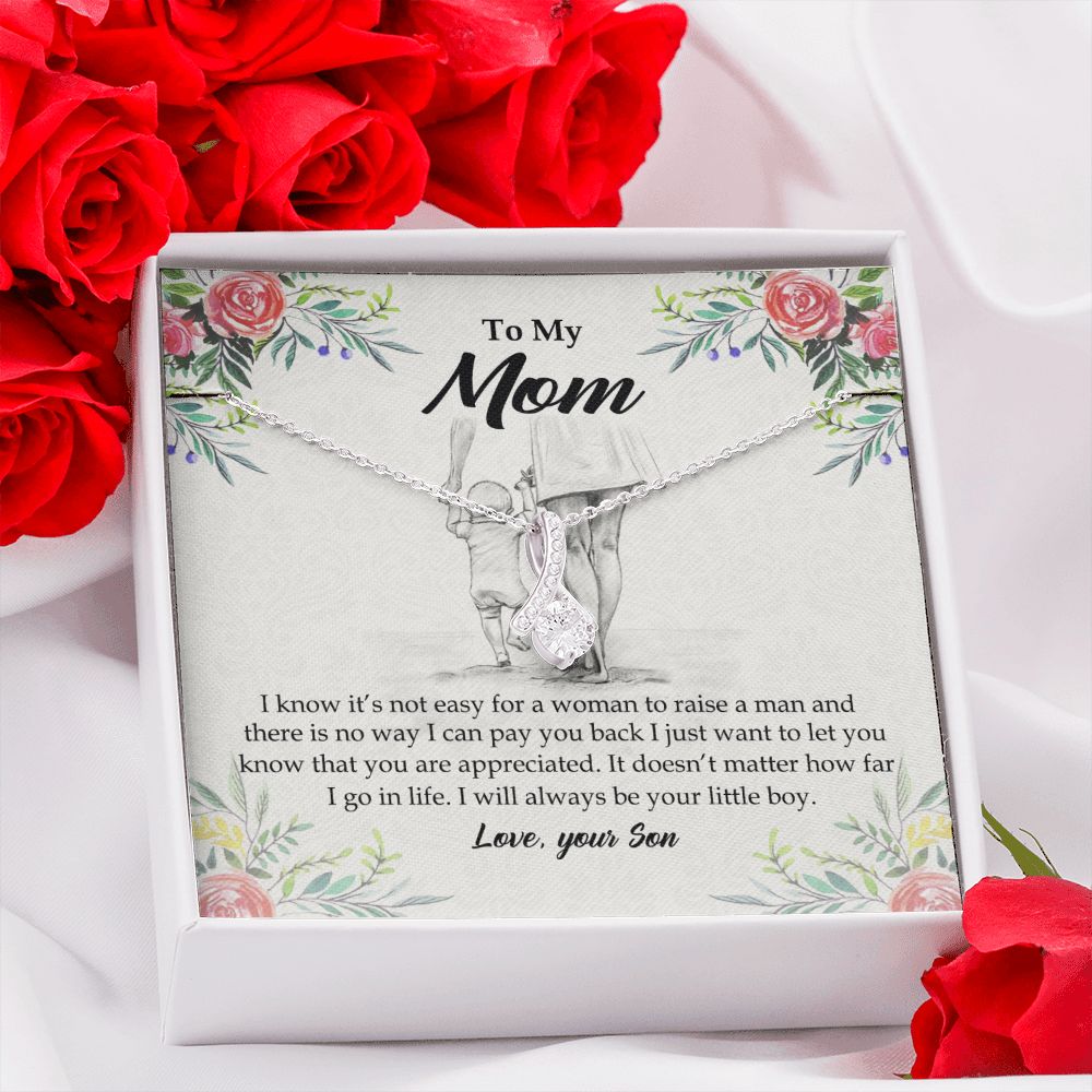 To My Mom Necklace Pendant Gift From Son And Happy Mother's Day Gift For Mom Birthday, Anniversary Your Little Boy Alluring Beauty Necklace