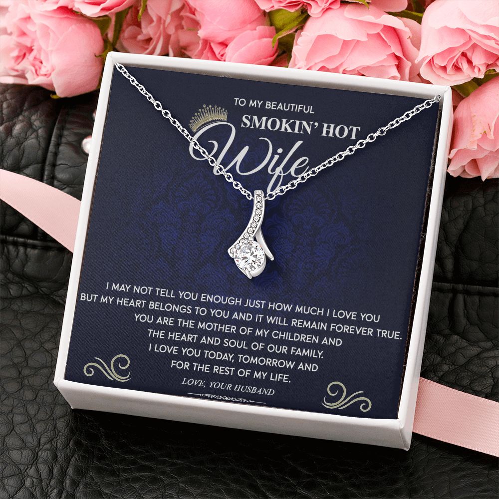 To My Wife Necklace from Husband, Personalized Necklace for Women, Luxury Necklace for Wife from Man Men, Wedding Anniversary Present For Wife, Beautiful Wife Jewelry Christmas Birthday Gift For Wife10 Alluring Beauty Necklace