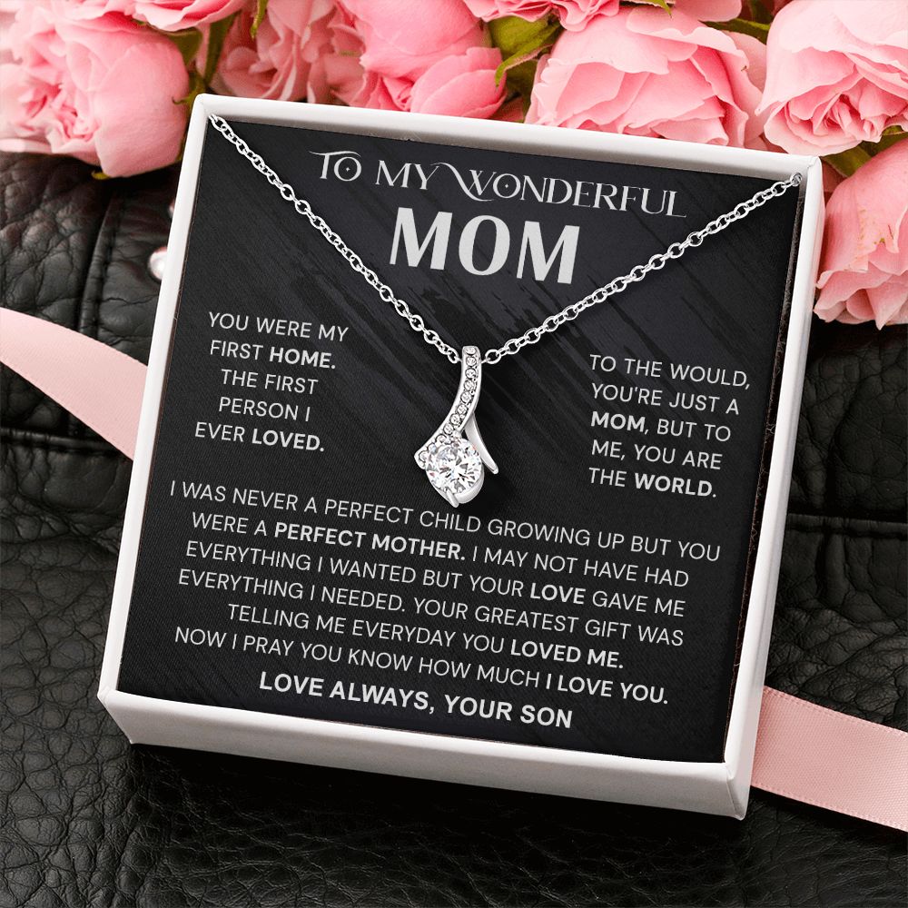 To My Wonderful Mom Necklace, Mom From Son Gift, Gift for Mother's Day From Son, Gift for Mom, Mother Gift from Son Necklace, Son to Mom Gifts, Mom gifts, Mothers Day Gift From Son Alluring Beauty Necklace