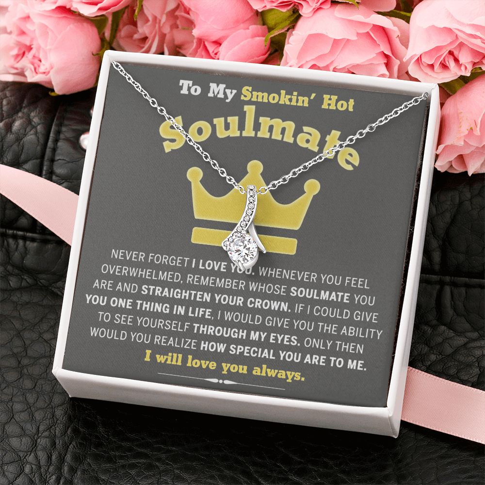 To My Soulmate Necklace for Women Birthday Valentines Day Jewelry Gifts For My Wife with Message Card Box Personalized Gift Present Pendant for Future Wife Soulmate Girlfriend Love 8 Alluring Beauty Necklace
