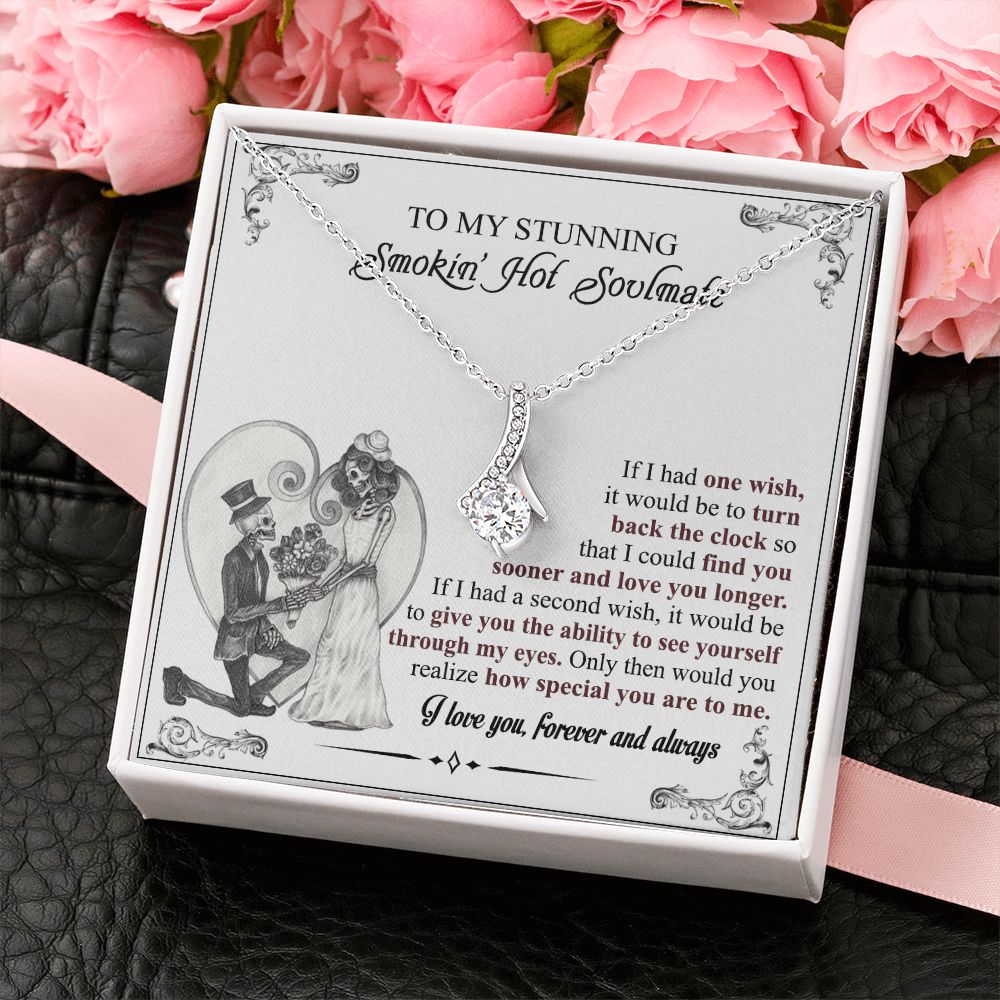 To My Soulmate Necklace for Women Birthday Valentines Day Jewelry Gifts For My Wife with Message Card Box Personalized Gift Present Pendant for Future Wife Soulmate Girlfriend Love 6 Alluring Beauty Necklace
