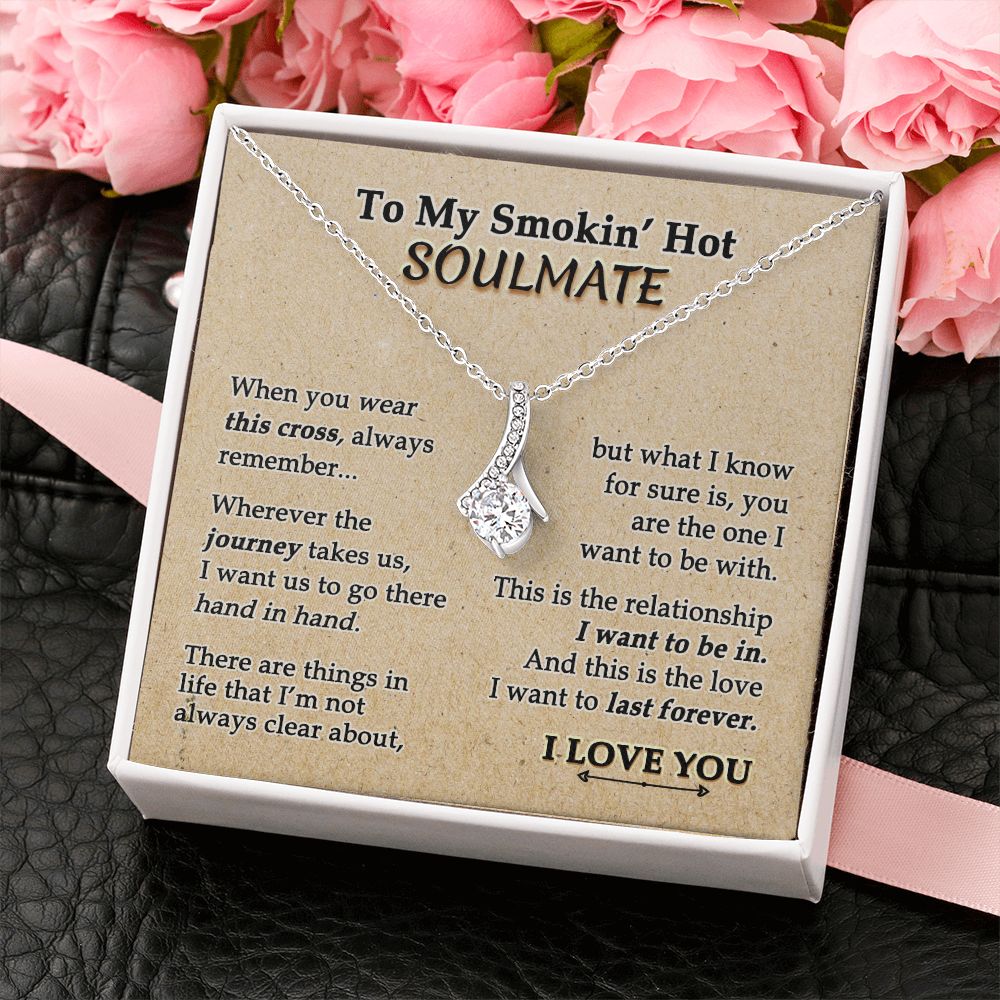 To My Soulmate Necklace for Women Birthday Valentines Day Jewelry Gifts For My Wife with Message Card Box Personalized Gift Present Pendant for Future Wife Soulmate Girlfriend Love 9 Alluring Beauty Necklace