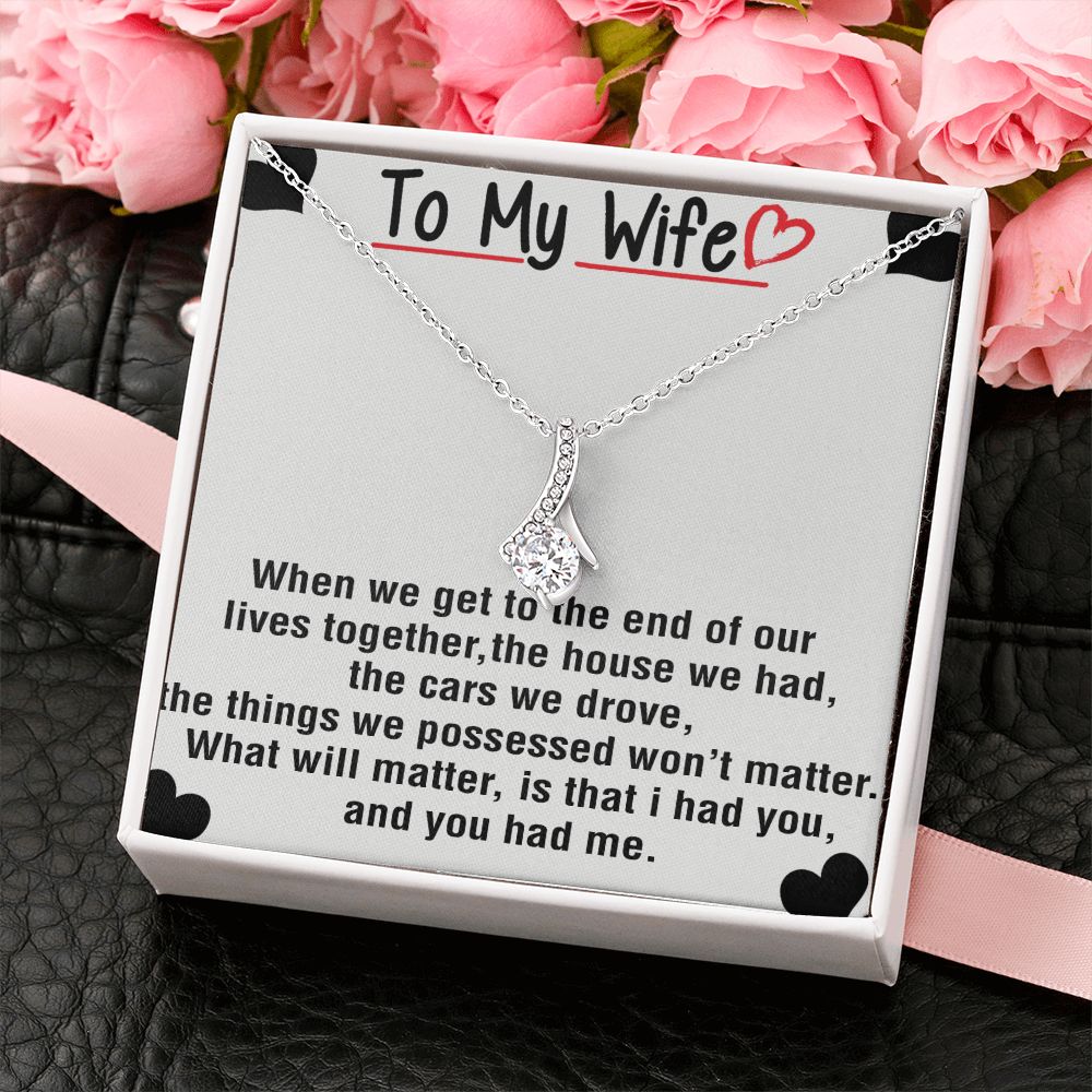 To My Wife Necklace from Husband, Personalized Necklace for Women, Luxury Necklace for Wife from Man Men, Wedding Anniversary Present For Wife, Beautiful Wife Jewelry Christmas Birthday Gift For Wife25 Alluring Beauty Necklace