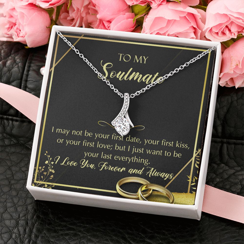 To My Soulmate Necklace for Women Birthday Christmas Jewelry Gifts For My Wife with Message Card Box Personalized Gift Present Pendant for Future Wife Soulmate Girlfriend Love 28 Alluring Beauty Necklace