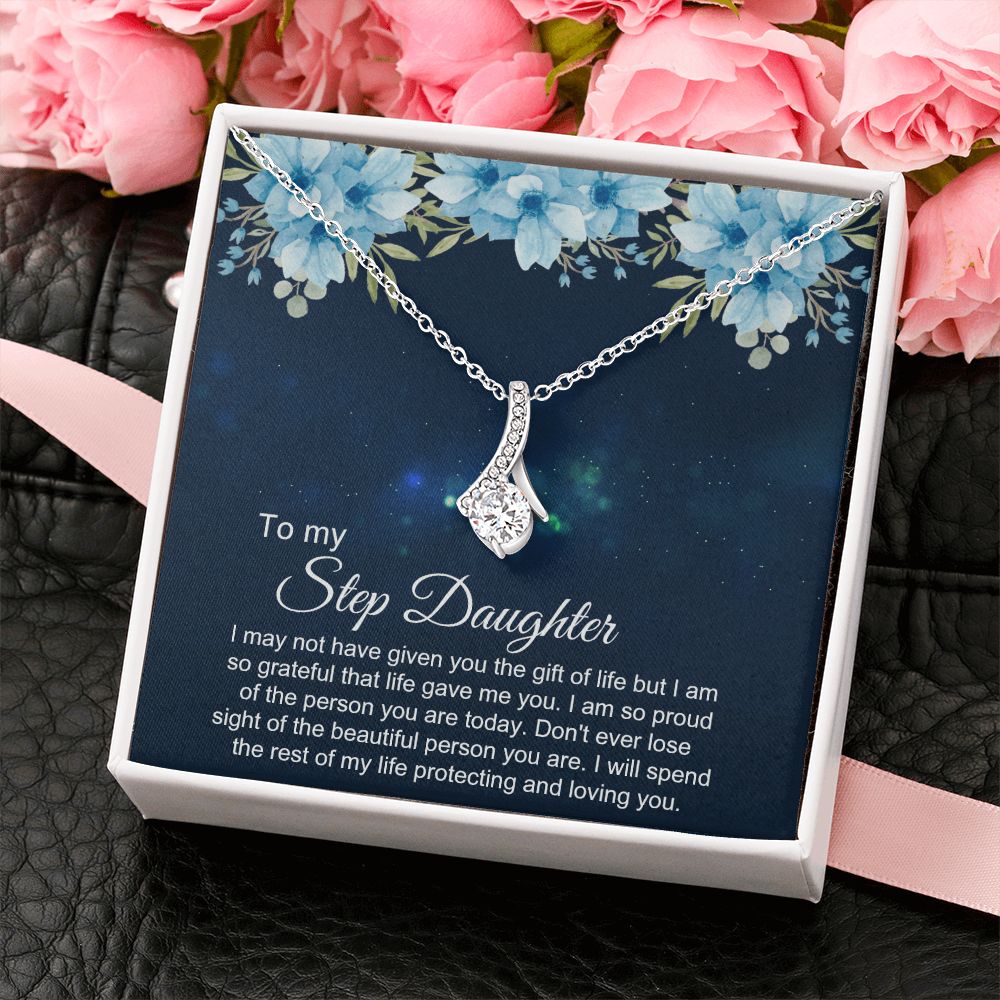 Bonus Daughter Gifts From Stepdad, Step Daughter Gifts From Stepmom, Stepdaughter Gifts From Stepdad, Father Stepdaughter Necklace, To My Bonus Daughter Necklaces, Christmas Gifts For Bonus3 Alluring Beauty Necklace