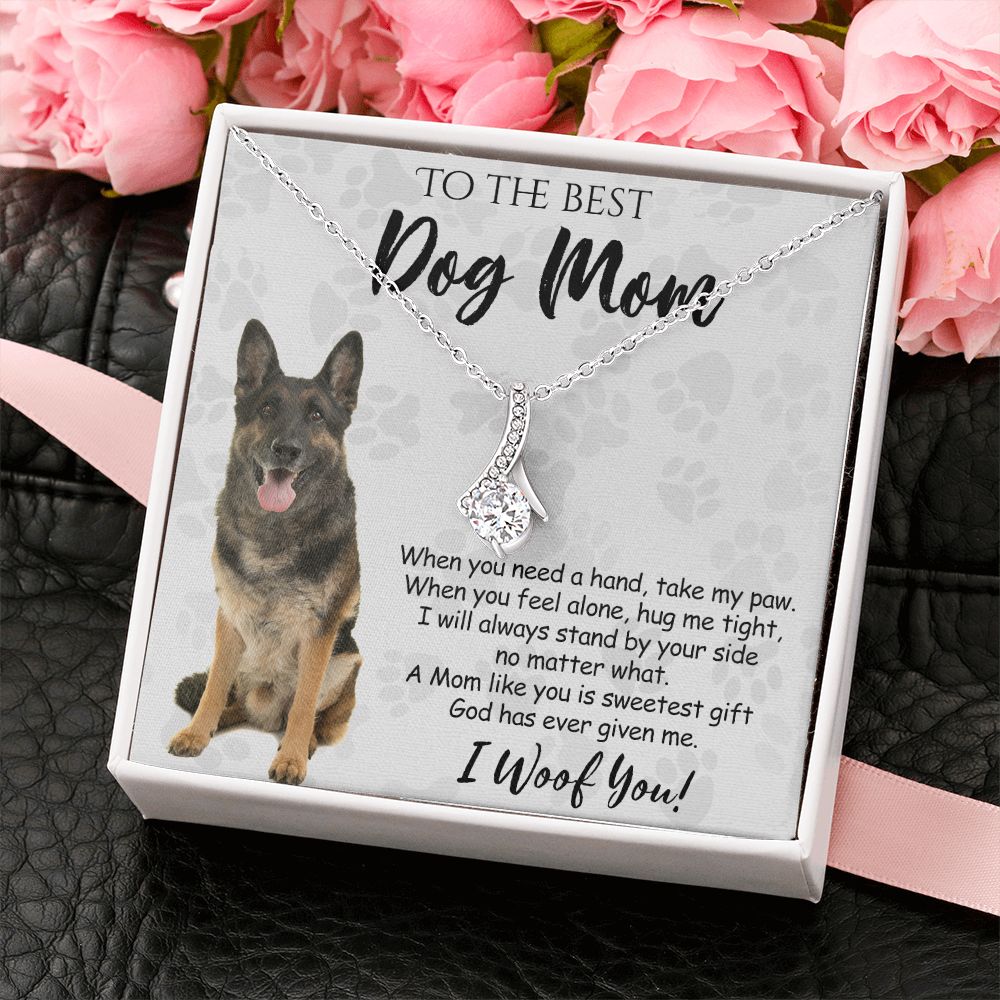 To The Best German Shepherd Dog Mom Knot Necklace Mother's Day Gift , I Woof You Quote Gift Card, Message Card Jewelry For Dog Lovers, Necklace For Mom Alluring Beauty Necklace