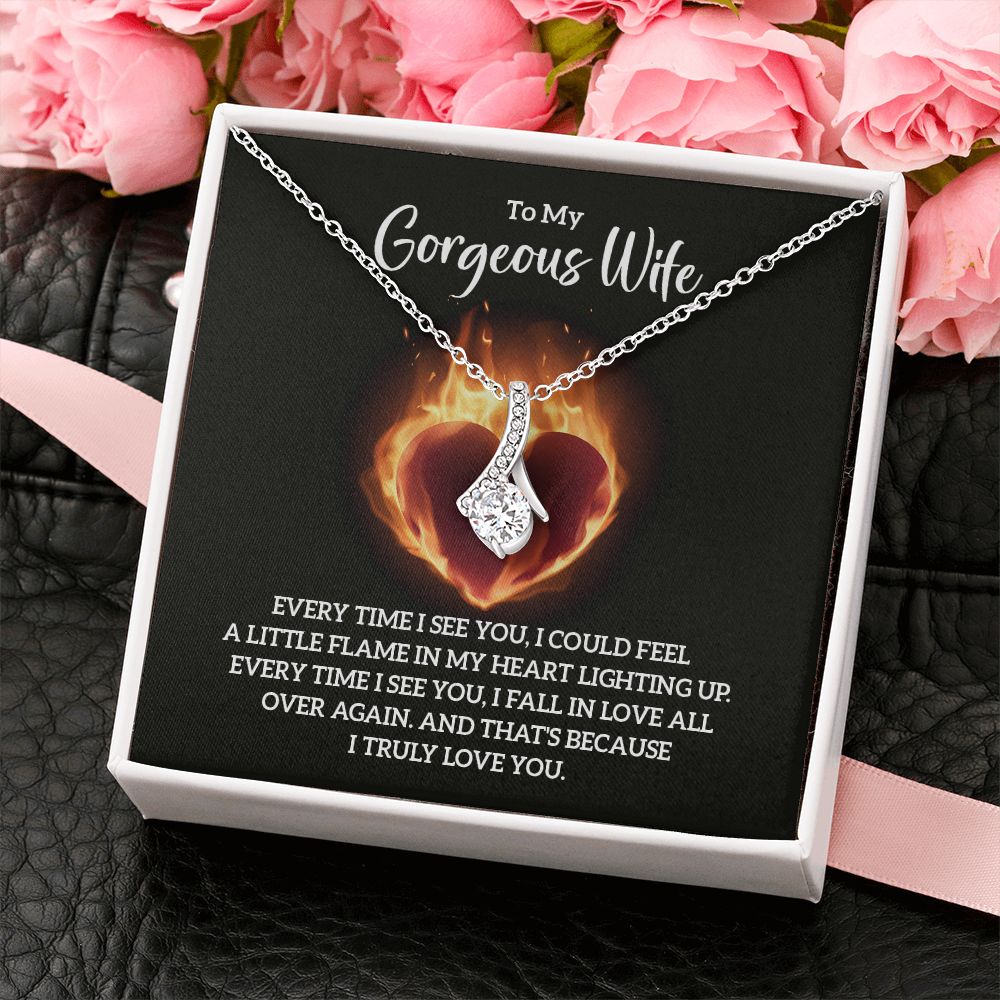 Birthday Gifts For Wife, Necklace Gifts For Wife From Husband, To My Wife Jewelry For Women , To My Wife Necklace  from Husband Wedding Anniversary Present For Wife, Beautiful Wife Jewelry Christmas32 Alluring Beauty Necklace