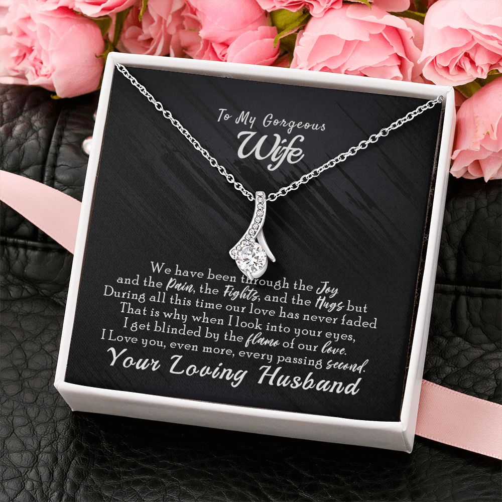 To My Wife Necklace from Husband, Personalized Necklace for Women, Luxury Necklace for Wife from Man Men, Wedding Anniversary Present For Wife, Beautiful Wife Jewelry Christmas Birthday Gift For Wife14 Alluring Beauty Necklace