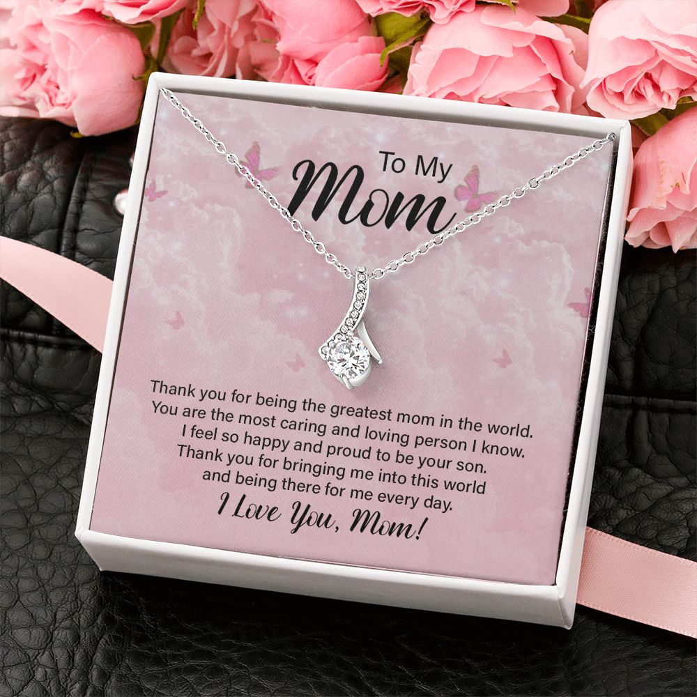To My Mom Necklace, Gift For Mom, Mother's Day Gift from Daughter, Mom Jewelry Gift for Mothers Day, Birthday Gift for Mother, Moms Gift from Daughter Son, Necklace for Mom Mother 24 Alluring Beauty Necklace