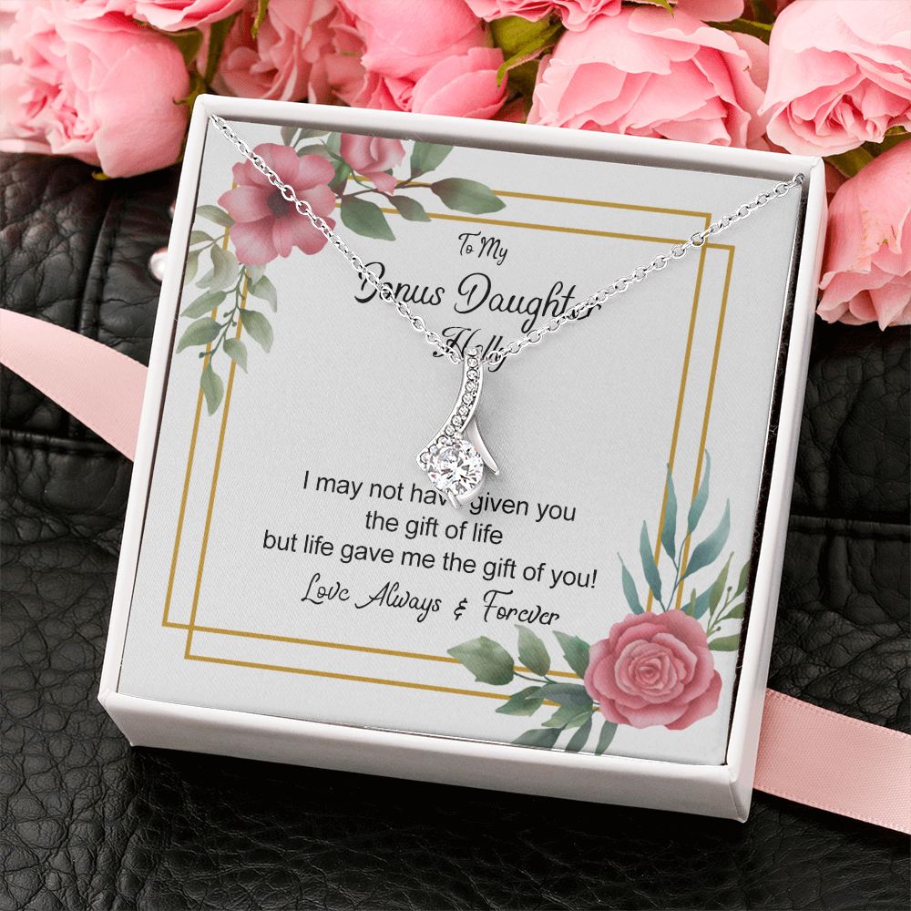 Bonus Daughter Gifts From Stepdad, Step Daughter Gifts From Stepmom, Stepdaughter Gifts From Stepdad, Father Stepdaughter Necklace, To My Bonus Daughter Necklaces, Christmas Gifts For Bonus6 Alluring Beauty Necklace