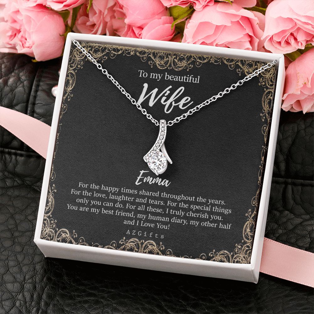 To My Wife Necklace from Husband, Personalized Necklace for Women, Luxury Necklace for Wife from Man Men, Wedding Anniversary Present For Wife, Beautiful Wife Jewelry Christmas Birthday Gifts For Wife9 Alluring Beauty Necklace