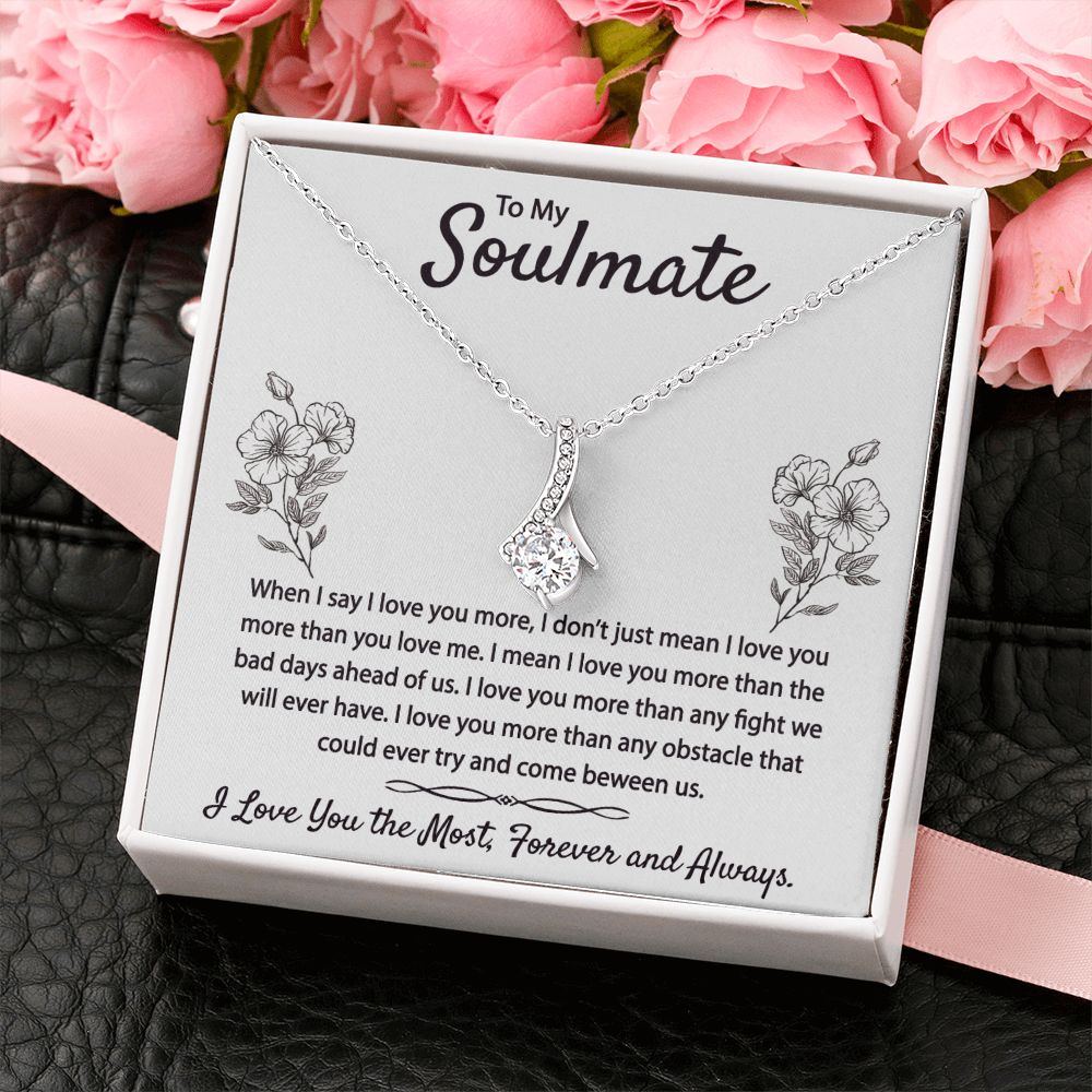 To My Soulmate Necklace for Women Birthday Christmas Jewelry Gifts For My Wife with Message Card Box Personalized Gift Present Pendant for Future Wife Soulmate Girlfriend Love 9 Alluring Beauty Necklace