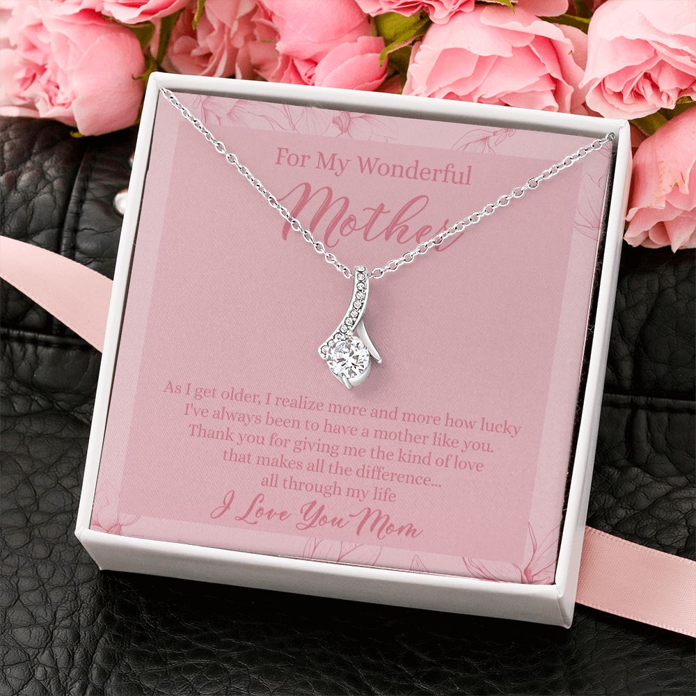 To My Wonderful Mother Necklace Message Card, Gift Box for Mom Birthday Gift From Daughter Mothers Day Necklace for Mom Gift From Daughter Mom Gifts For Wedding Mom Thank You Gift For Mom Alluring Beauty Necklace
