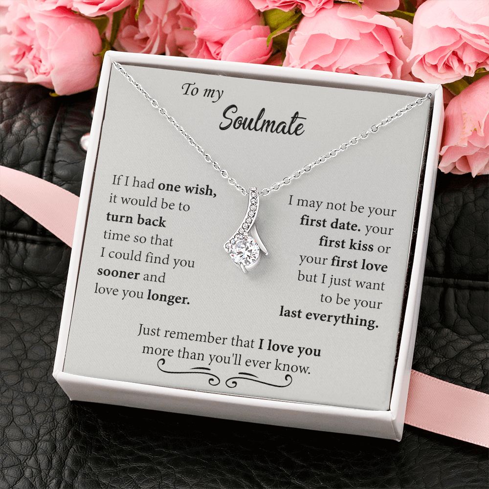 To My Soulmate Necklace for Women Birthday Christmas Jewelry Gifts For My Wife with Message Card Box Personalized Gift Present Pendant for Future Wife Soulmate Girlfriend Love 24 Alluring Beauty Necklace