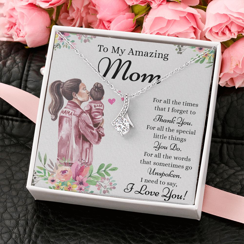Mom Necklace Gifts for Mom from Daughter to Mom Gifts for Mothers Day from Daughter, To My Mom Necklace from Daughter to Mom Birthday Gifts Necklace with Message Card and Gift Box2240 Alluring Beauty Necklace