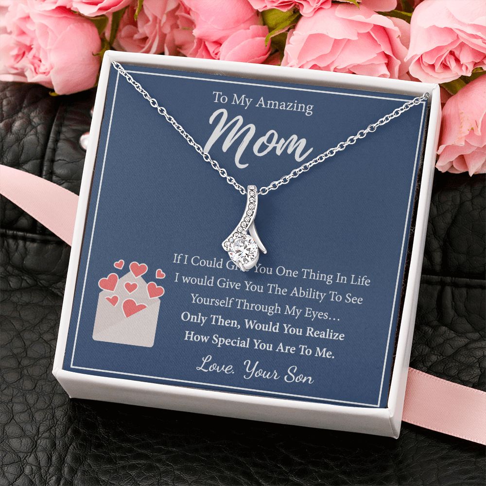 Mom Necklace Gifts for Mom from Daughter to Mom Gifts for Mothers Day from Daughter, To My Mom Necklace from Daughter to Mom Birthday Gifts Necklace with Message Card and Gift Box2238 Alluring Beauty Necklace